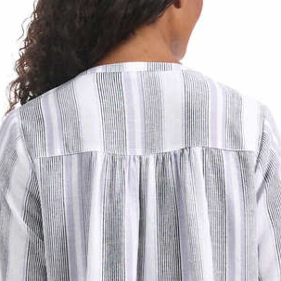 SPLENDID Linen Blend V-Neck Blouse Size M Grey Purple White Strip Top Shirt NWT - Picture 5 of 16
